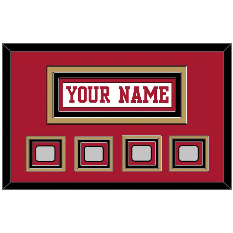 San Francisco Nameplate & 4 Super Bowl Patches - Road White - Triple Mat 3