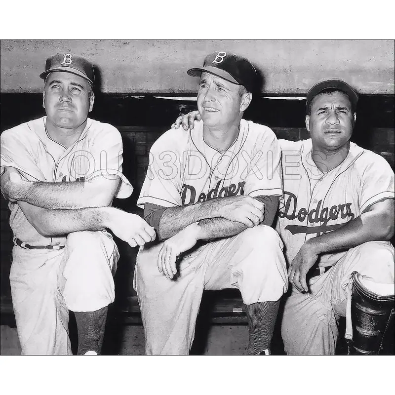 Roy Campanella Duke Snider 8X10 Photo - Walt Alston 1955 Brooklyn Dodgers - 1659