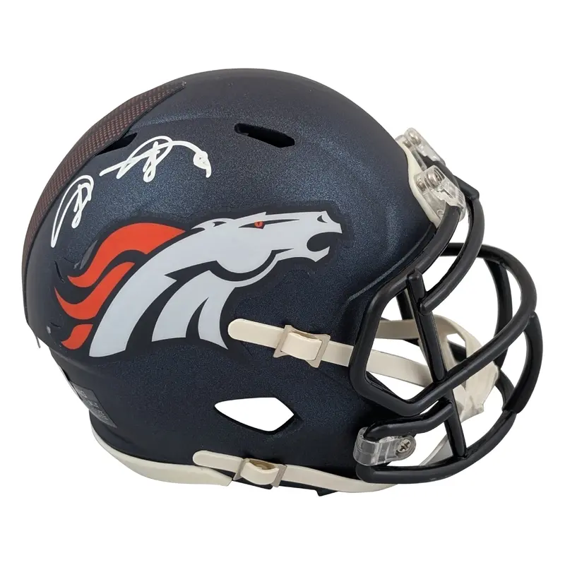 Broncos Shannon Sharpe Authentic Signed 2024 Speed Mini Helmet BAS Witnessed