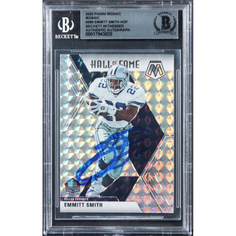 Cowboys Emmit Smith Authentic Signed 2020 Panini Mosaic #288 Card BAS Slabbed