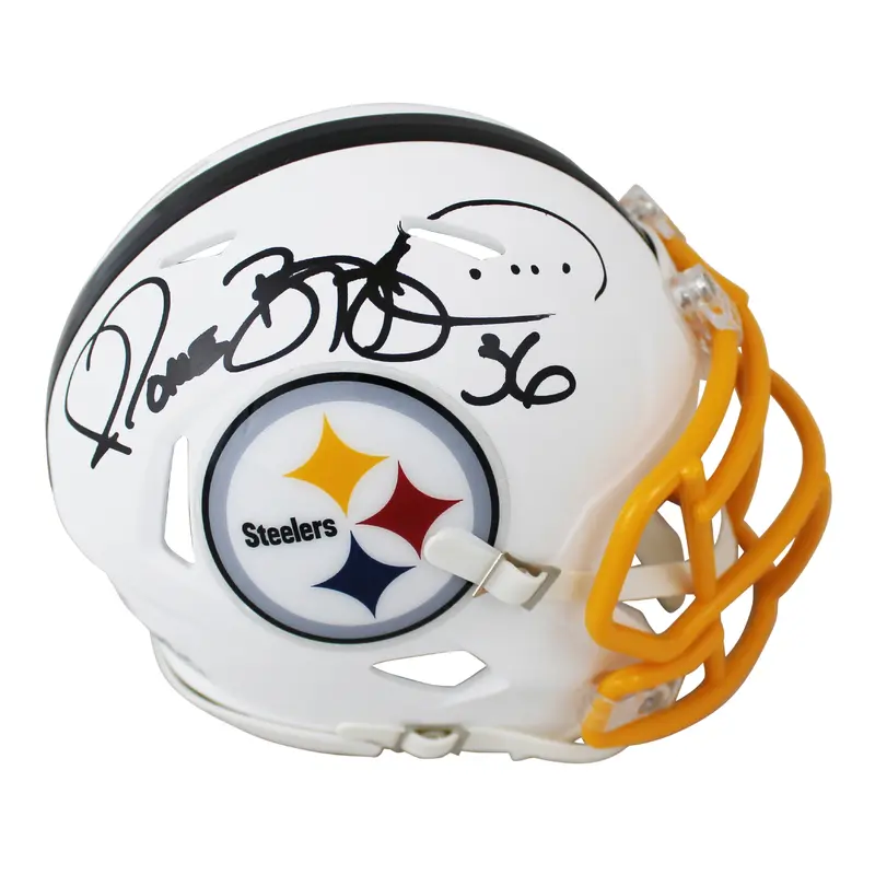 Steelers Jerome Bettis Authentic Signed Flat White Speed Mini Helmet BAS Witness