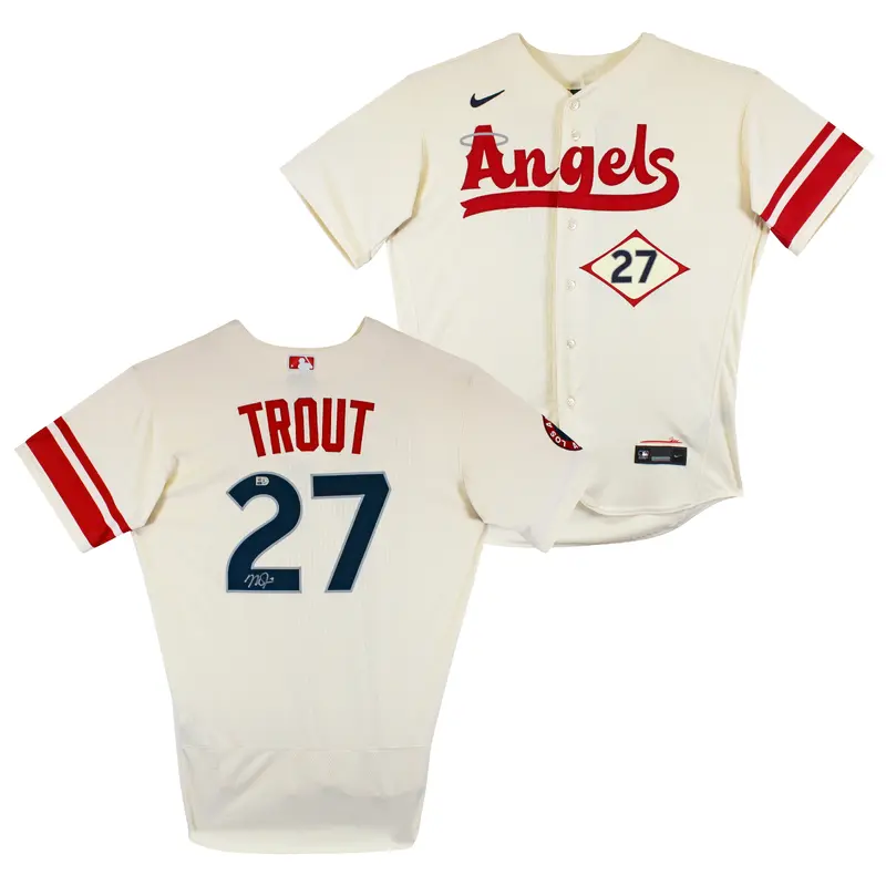 Angels Mike Trout Authentic Signed White Nike City Connect Jersey MLB #YP025122