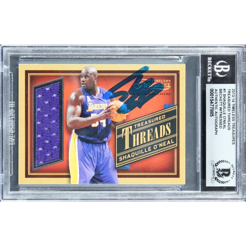 Shaquille O'Neal Signed 2013 Timeless Treasures Threads #1 Card Auto 10 BAS Slab