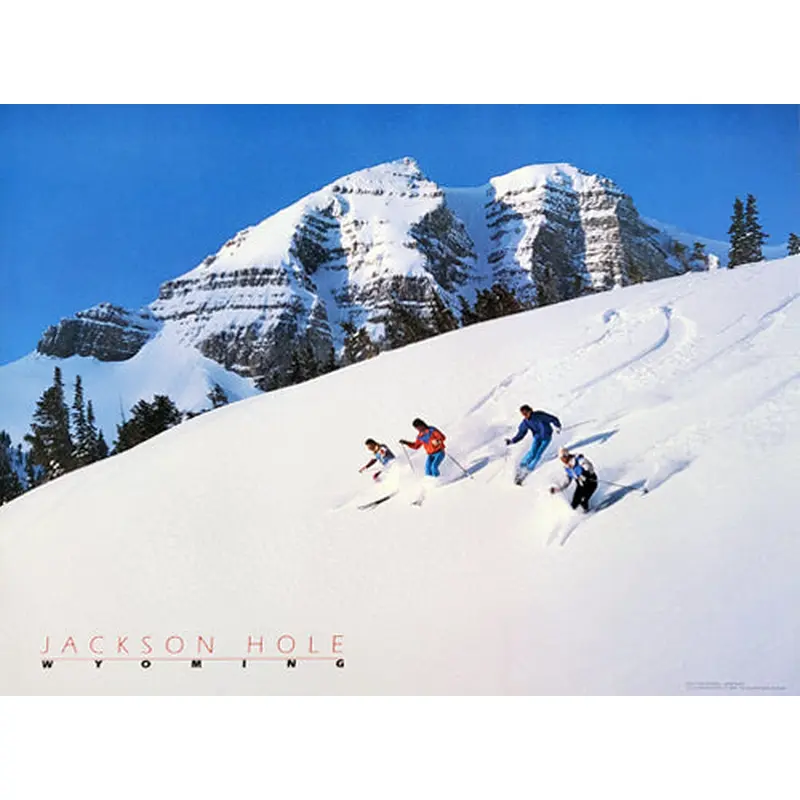 Skiing at Jackson Hole Wyoming "Cody Bowl Action" Poster - Focus Productions