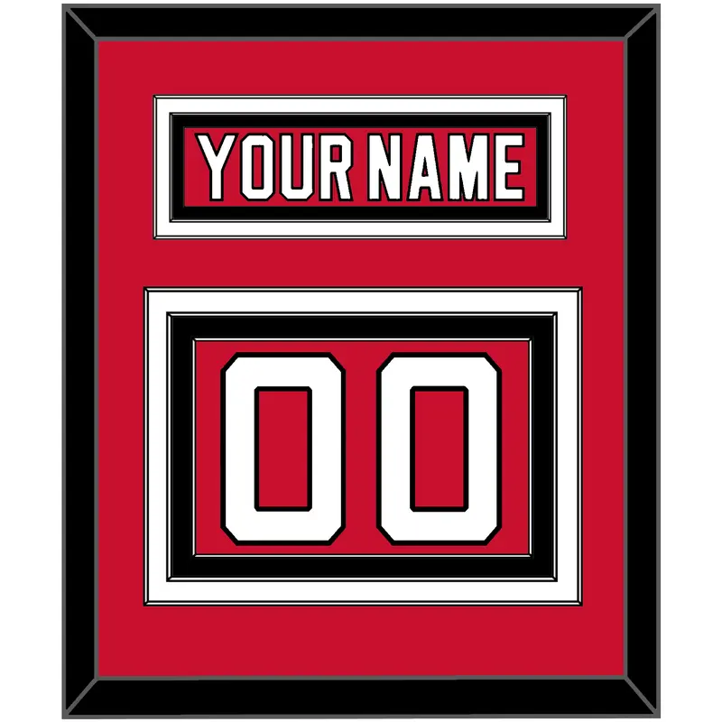 New Jersey Nameplate & Number (Back) - Road Red (1992-2007) - Triple Mat 2