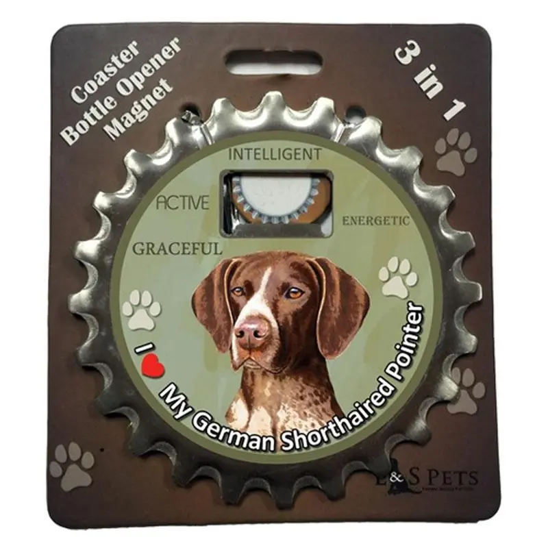 I Love My German Shorthaired Pointer 3 in 1 Bottle Opener Coaster Magnet