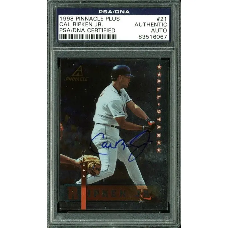 Orioles Cal Ripken Jr. Authentic Signed Card 1998 Pinnacle Plus #21 PSA Slabbed