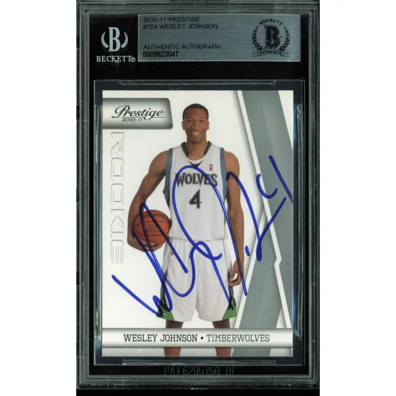 Timberwolves Wesley Johnson Signed Card 2010 Prestige RC #154 BAS Slab #9623047