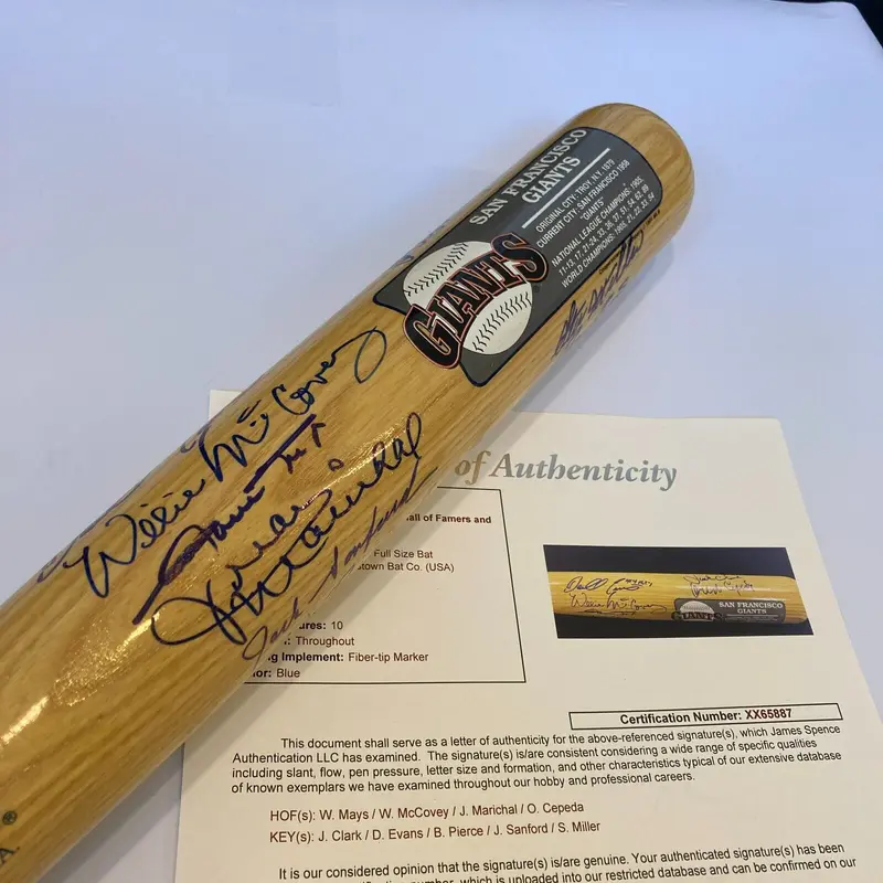 Willie Mays New York Giants HOF Legends Signed Cooperstown Baseball Bat JSA COA