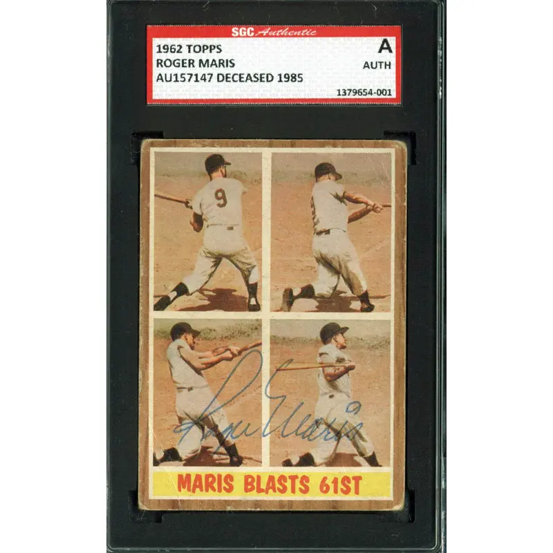 Yankees Roger Maris Authentic Signed 1962 Topps #313 Auto Card SGC Authentic