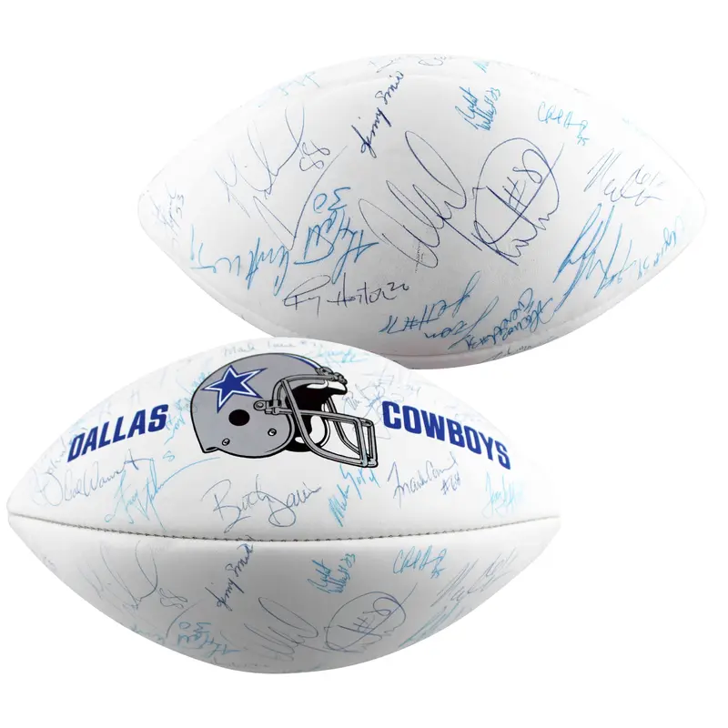 1992 Cowboys (40) Smith, Aikman, Irvin +37 Signed White Panel Logo Football BAS