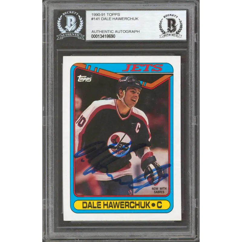 Jets Dale Hawerchuk Authentic Signed 1990 Topps #141 Card Autographed BAS Slab