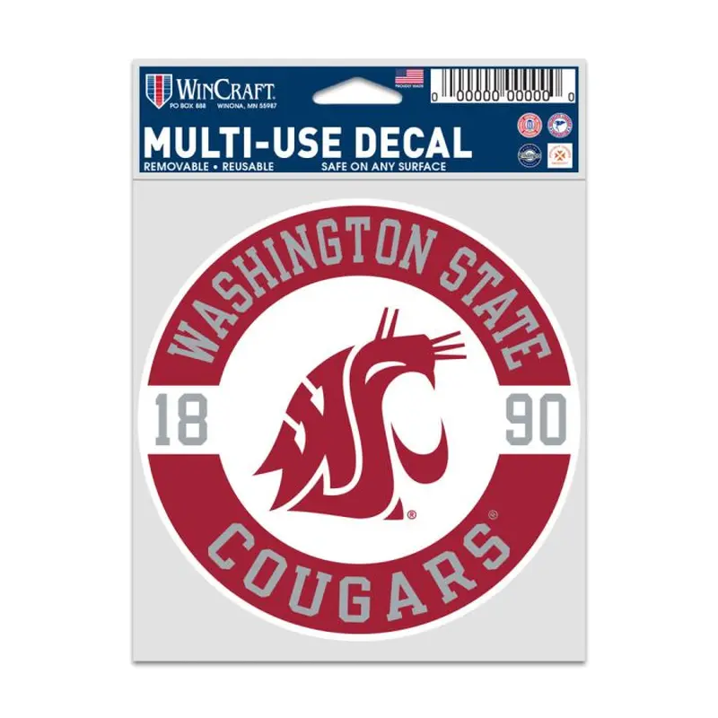 WASHINGTON STATE COUGARS PATCH FAN DECALS 3.75" X 5"