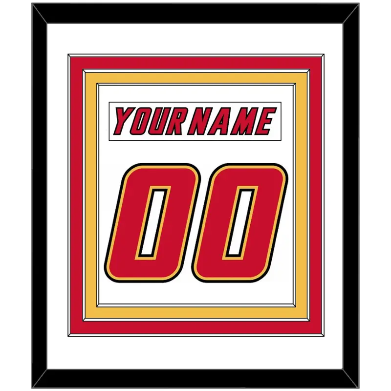 Calgary Nameplate & Number (Back) Combined - Home White (1995-2000) - Triple Mat 1