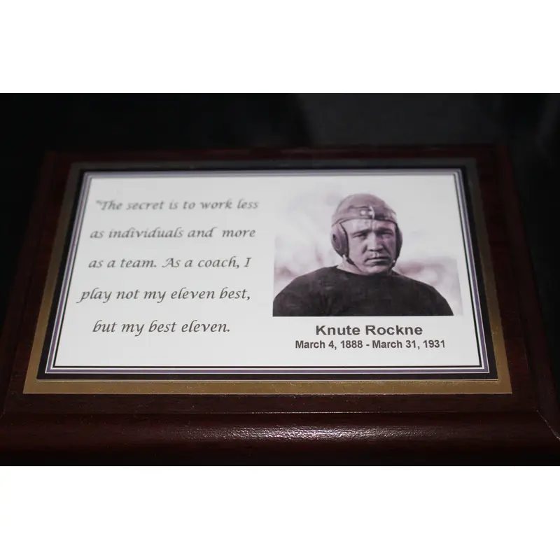Knute Rockne Notre Dame Quote Plaque