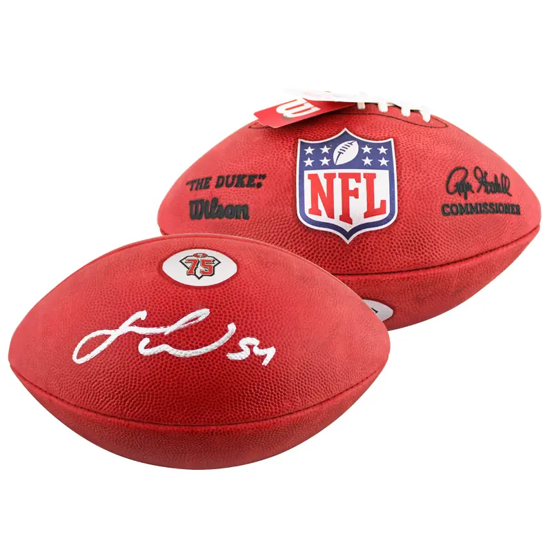 49ers Fred Warner Signed Wilson "The Duke" 75th Anniversary Football BAS Witness