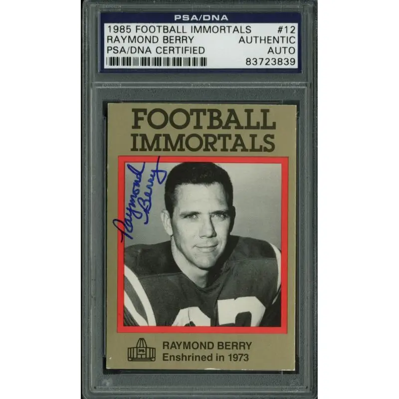 Colts Raymond Berry Signed Card 1985 Football Immortals #12 PSA/DNA Slabbed