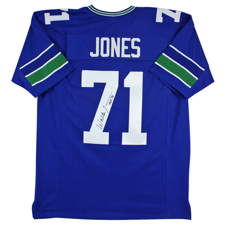 Seahawks Walter Jones "HOF 14" Authentic Signed Blue Jersey JSA Witness