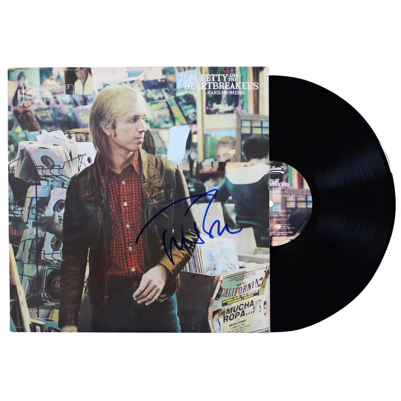 Tom Petty Authentic Signed Hard Promises Album Cover W/ Vinyl BAS #AE02801