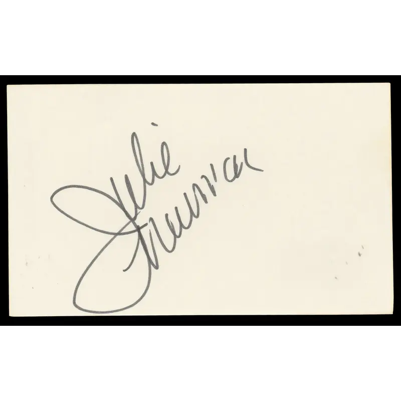Julie Newmar The Marriage-Go-Round Authentic Signed 3x5 Index Card BAS #BN06502