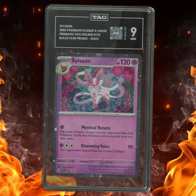 Pokemon Prismatic Evolution Poster SYLVEON Black Star Promo Holo #172 TAG 9