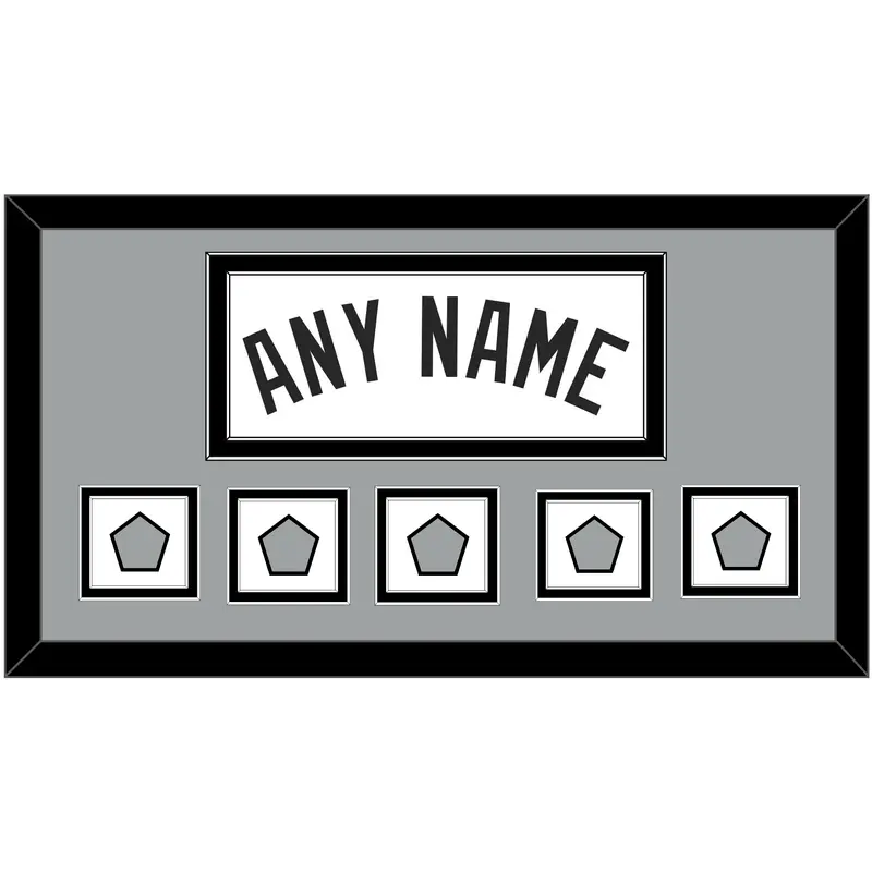 San Antonio Name With 5 Champions Banner Patches - Home White (2002-2017) - Double Mat 3