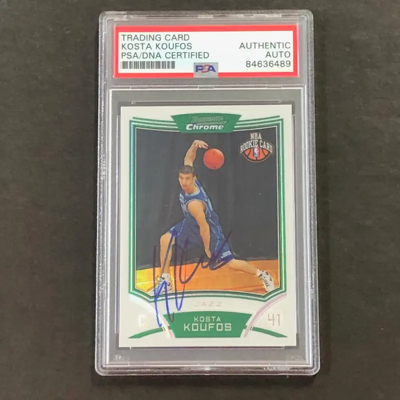 2008-09 Bowman Chrome #132 Kosta Koufos signed Card Auto PSA Slabbed RC Kings