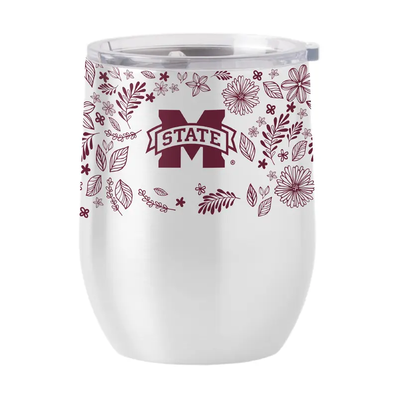 Mississippi State 16oz Botanical Stainless Curved Beverage