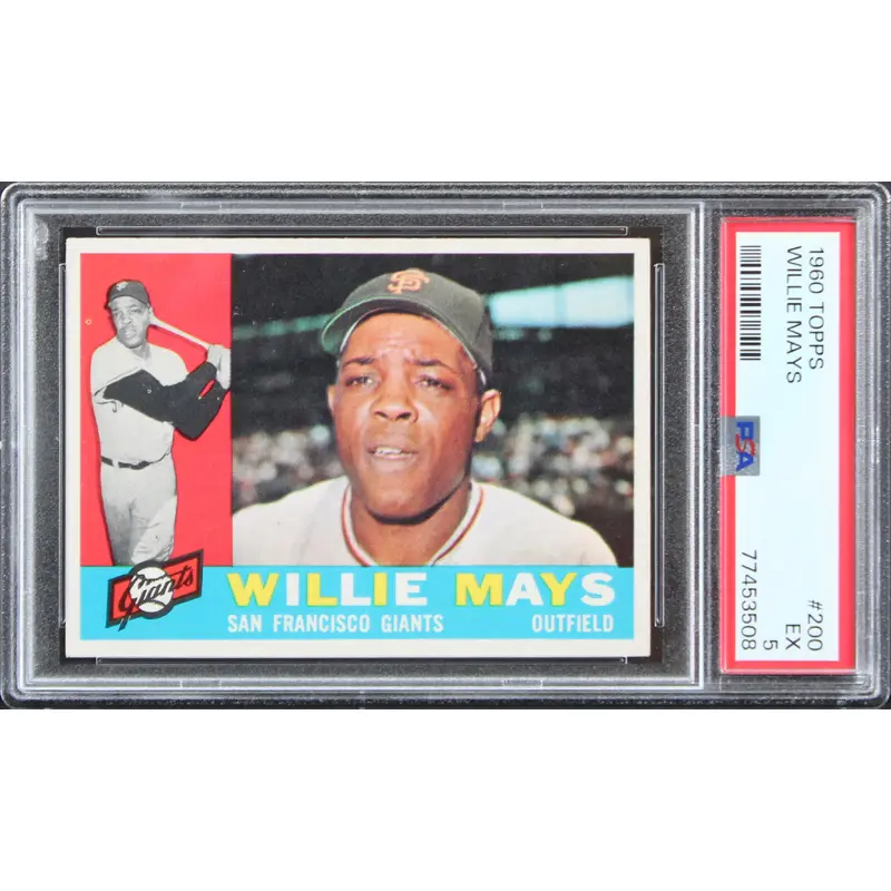 Giants Willie Mays 1960 Topps #200 Card Graded EX-5 PSA Slabbed