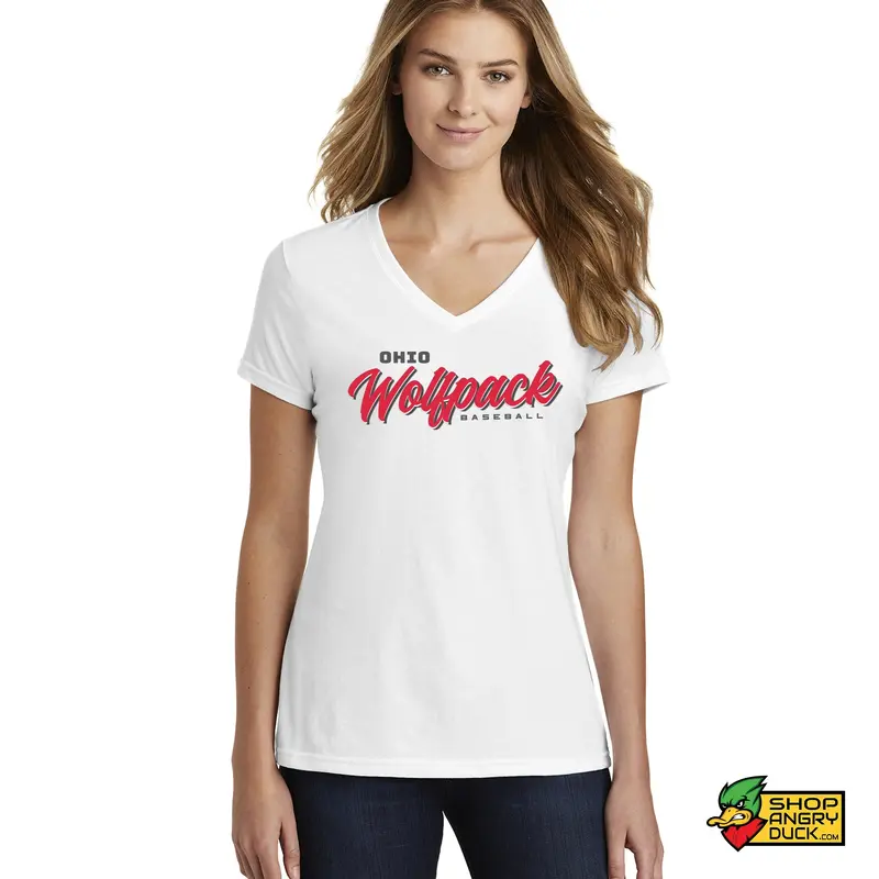 Ohio Wolfpack Script Ladies V-Neck T-Shirt