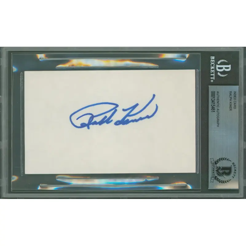 Pirates Ralph Kiner Authentic Signed 3x5 Index Card Autographed BAS Slabbed