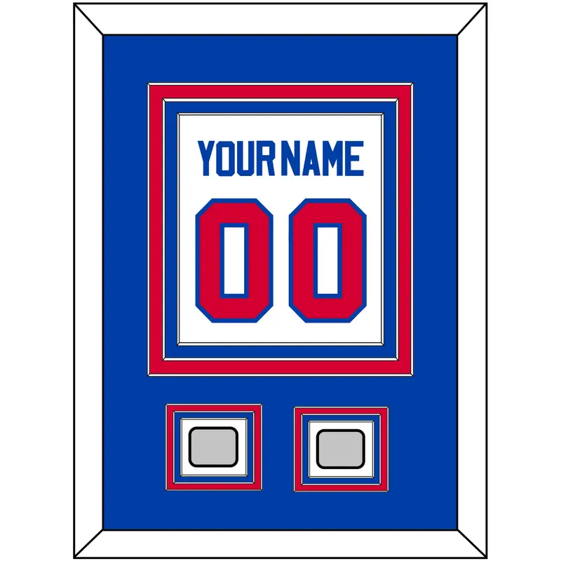 Detroit Name & Number With 2 Champions Patches - Home White (1983-1996) - Triple Mat 2