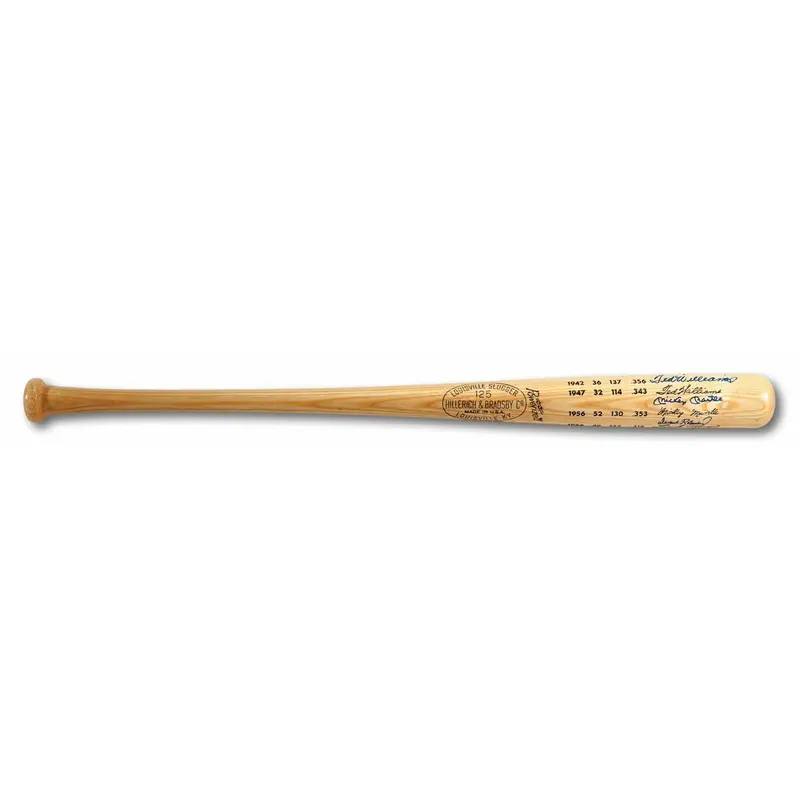 Stunning Mickey Mantle Ted Williams Carl Yastrzemski Triple Crown Signed Bat PSA