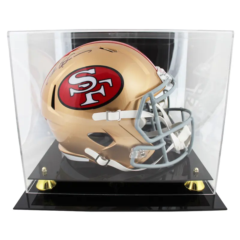 49ers Deion Sanders Signed 1964-95 TB Full Size Speed Rep Helmet w/ Case BAS Wit
