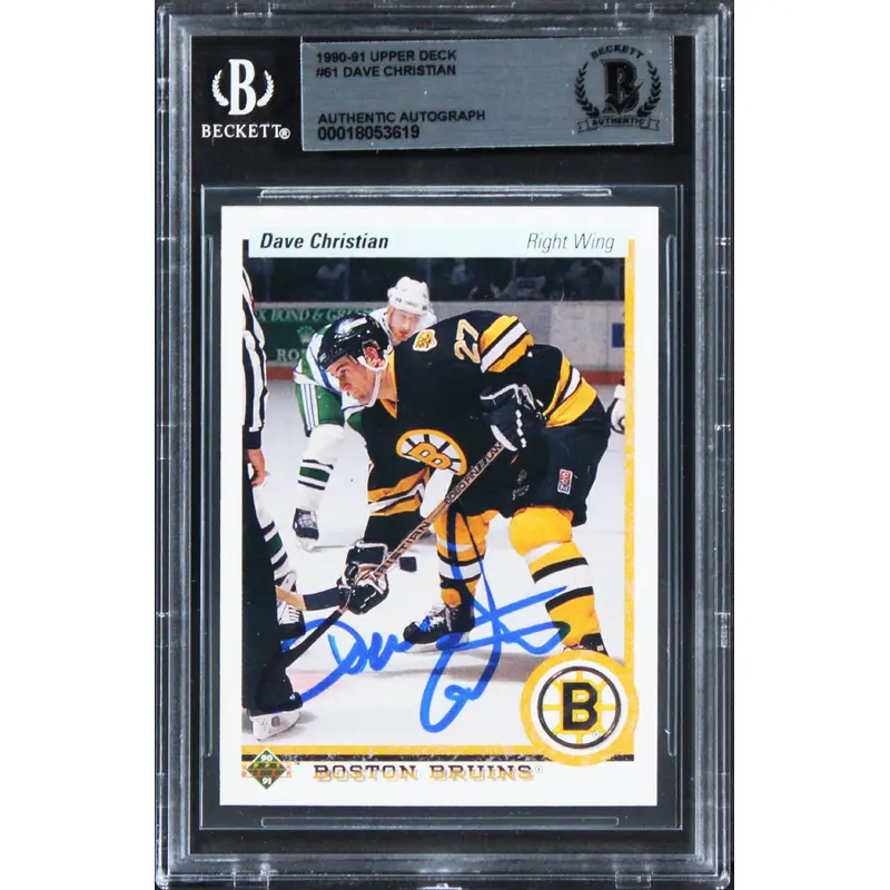Bruins Dave Christian Authentic Signed 1990 Upper Deck #61 Card BAS Slabbed