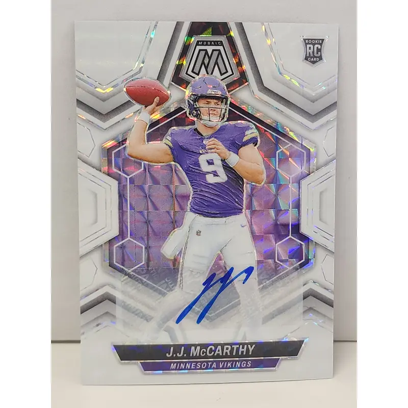 JJ McCarthy 2024 Panini Mosaic Rookie Auto White Mosaic #20/25