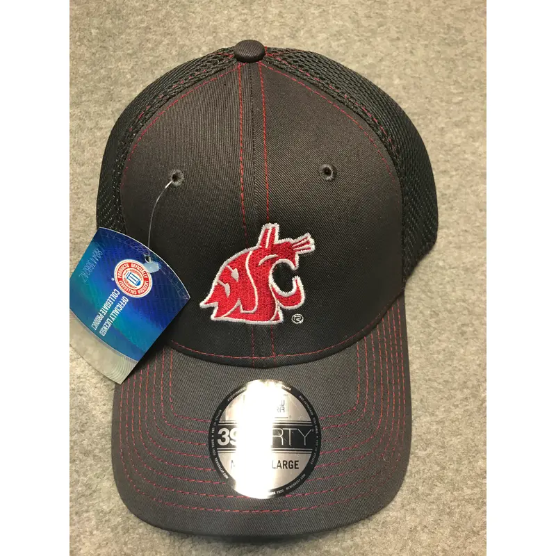 Men's Grey Coug Logo Hat with Crimson Stitching