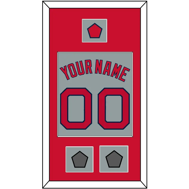 Boston Name, Number, Logo Patch & Two World Series Jersey Patches - Road Gray - Single Mat 2