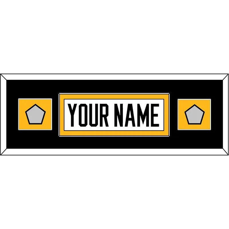 Pittsburgh Nameplate & 2 Stanley Cup Champions Patches - Road White - Single Mat 6