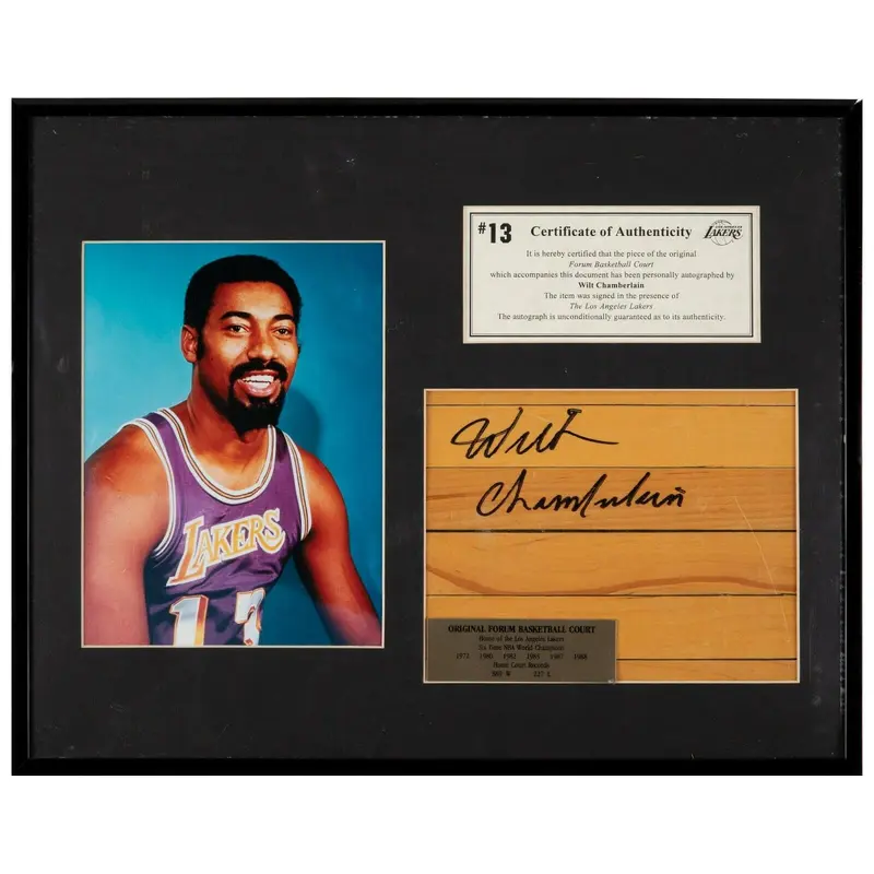 Wilt Chamberlain Signed Original Lakers Forum Basketball Court Floor Beckett COA