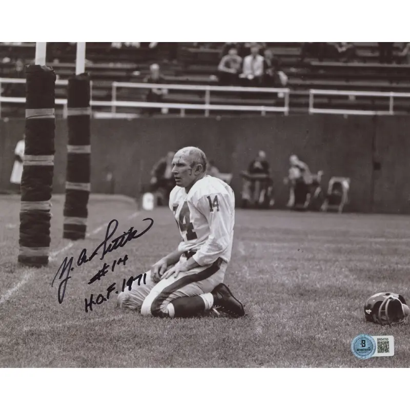 Giants Y.A. Tittle "H.O.F. 1971, #14" Authentic Signed 8x10 Photo BAS #BR54793