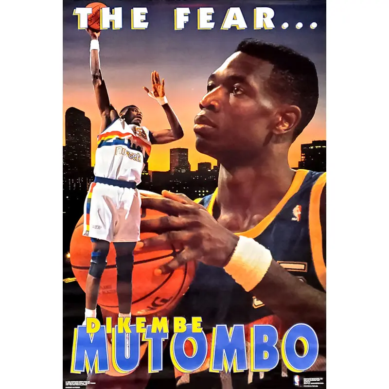 Dikembe Mutombo "The Fear" Denver Nuggets Vintage NBA Poster - Costacos Brothers 1992