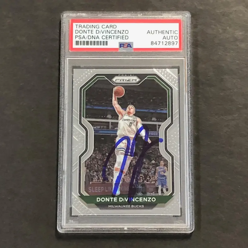 2020-2021 Panini Prizm #50 DONTE DIVINCENZO Signed Card AUTO PSA/DNA Slabbed Bucks