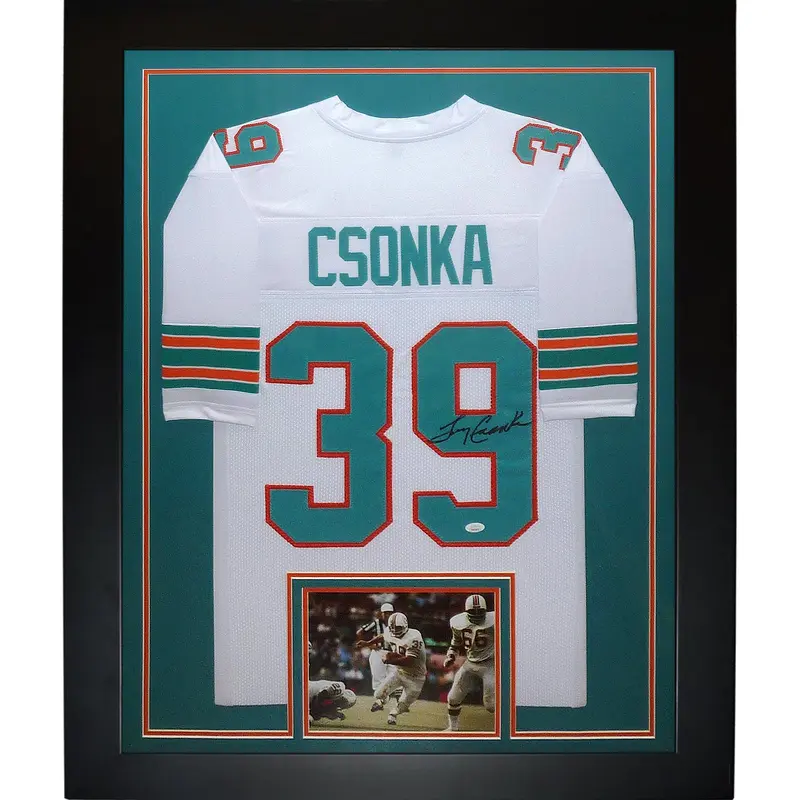 Larry Csonka Autographed Miami Dolphins (White #39) Framed Jersey - JSA