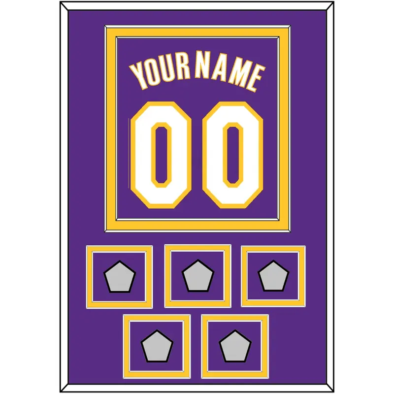 Los Angeles Name & Number With 5 Finals Patches - Road Purple (1999-2004) - Double Mat 2
