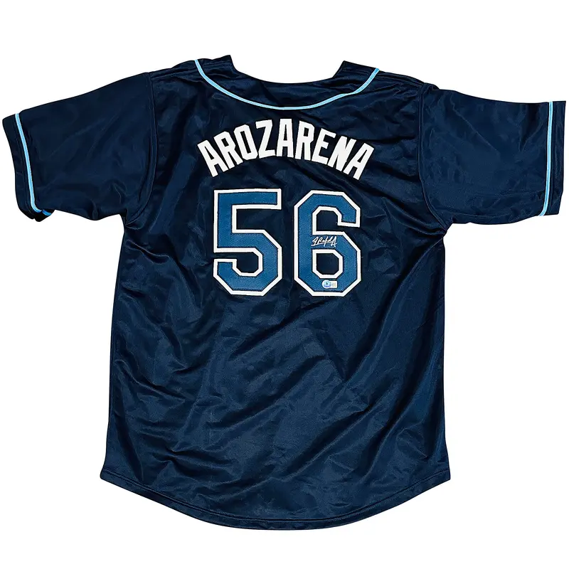 Randy Arozarena Autographed Tampa Bay (Navy Blue #56) Custom Jersey - Beckett