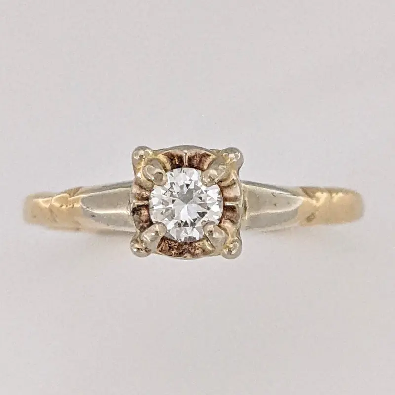 14K .16 CARAT TOTAL VS1 I DIAMOND ROUND ILLUSION HEAD ESTATE RING 1.9 GRAMS