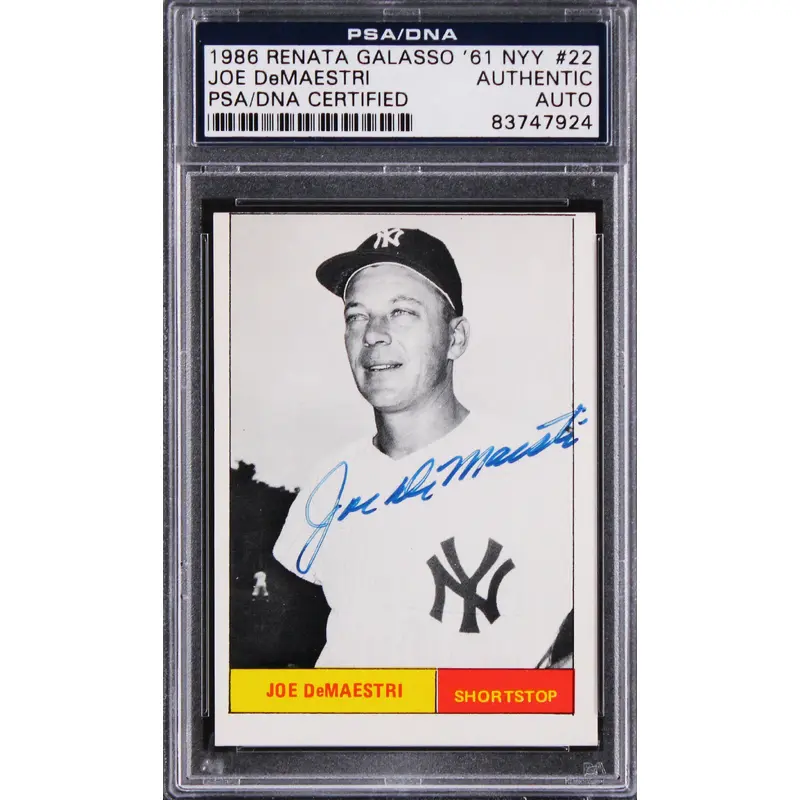 Yankees Joe DeMaestri Signed 1986 Renata Galasso '61 NYY #22 Card PSA/DNA Slab