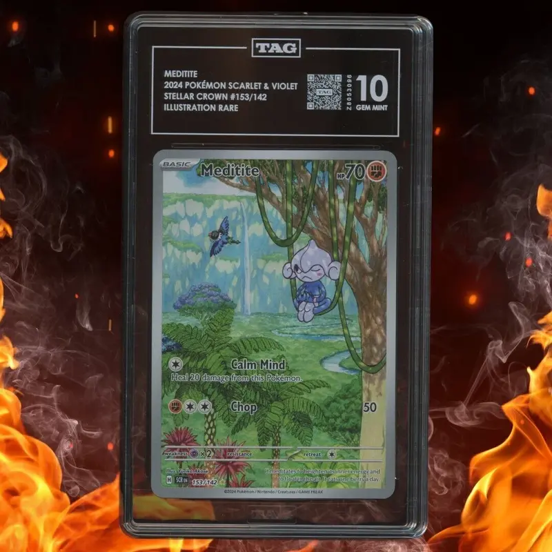 Pokemon Stellar Crown MEDITITE Illustration Rare Full Art 153/142 TAG 10