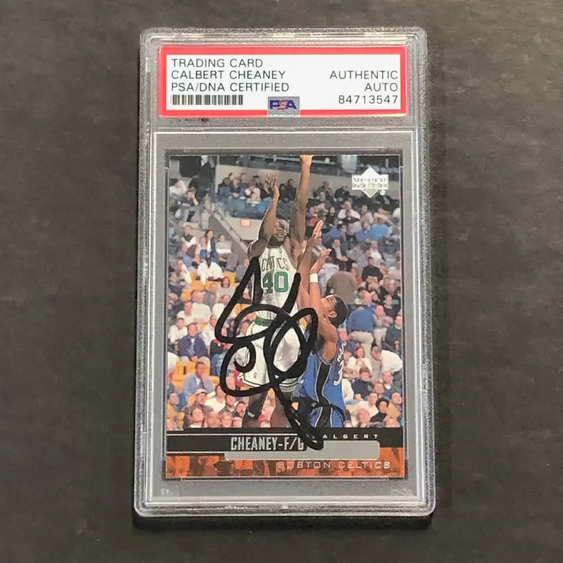 1998-99 Upper Deck #186 Calbert Cheaney Signed Card PSA Slabbed Celtics